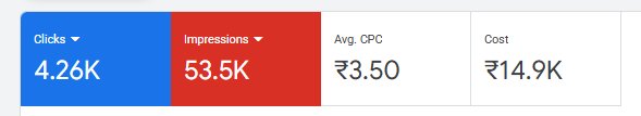 Google Ads campaign performance, client name hidden for confidentiality
