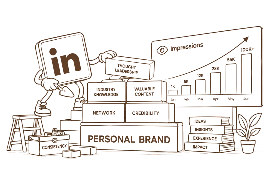 Building a personal brand on LinkedIn through consistency, thought leadership, and valuable content